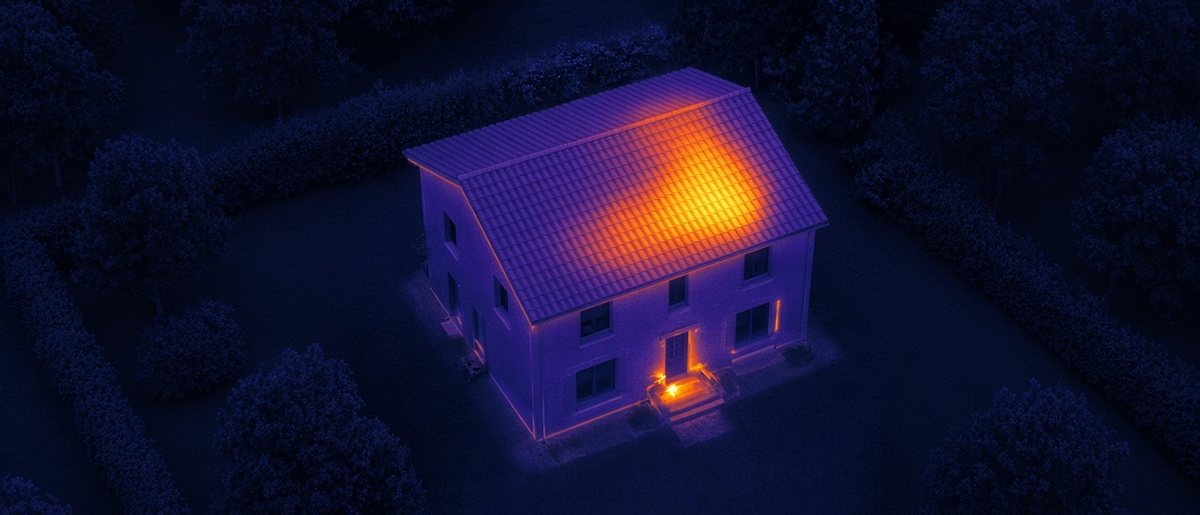 Exemple d'image thermique d'une maison vue par drone